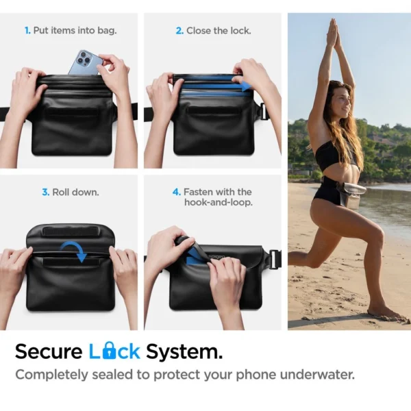 Spigen Aqua Shield A620 vandeniui atspari juosmens krepšys IPX8, 2 vnt., juodas - Image 12
