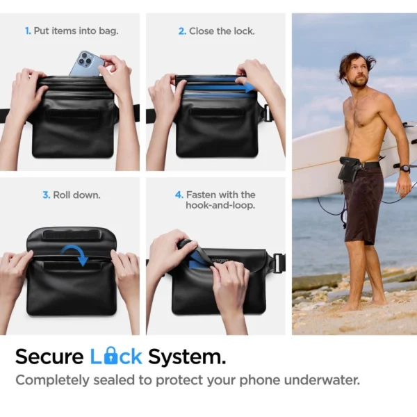 Spigen Aqua Shield A621 vandeniui atspari juosmens krepšys + plūduriuojantis dėklas, juodas - Image 11