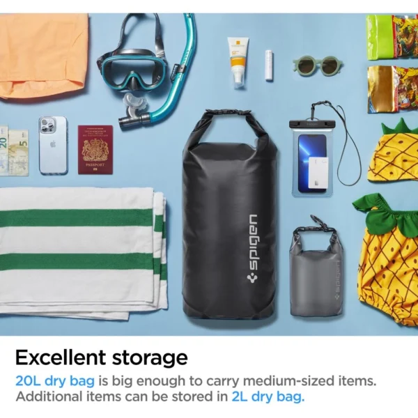 Spigen Aqua Shield A630 vandeniui atspari 20L krepšys + 2L krepšys, juodas - Image 11