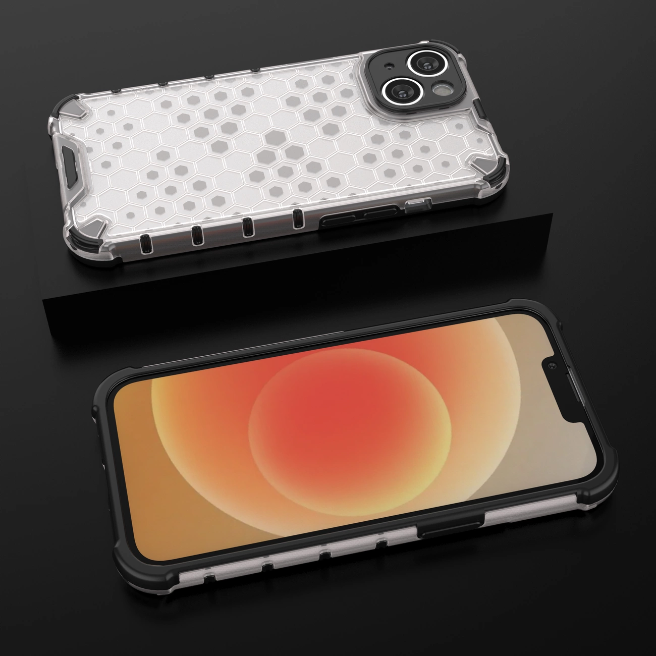 Honeycomb dėklas iPhone 14, šarvuotas hibridinis dėklas, permatomas - Image 19