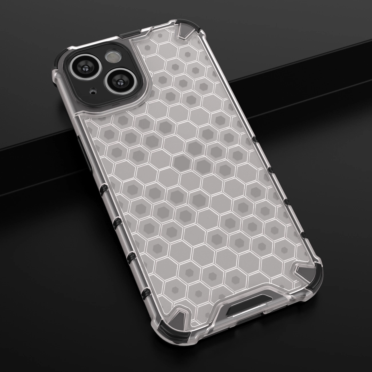 Honeycomb dėklas iPhone 14, šarvuotas hibridinis dėklas, permatomas - Image 20