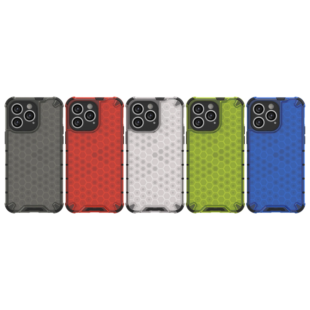Honeycomb dėklas iPhone 14 Pro, šarvuotas hibridinis dėklas, permatomas - Image 18