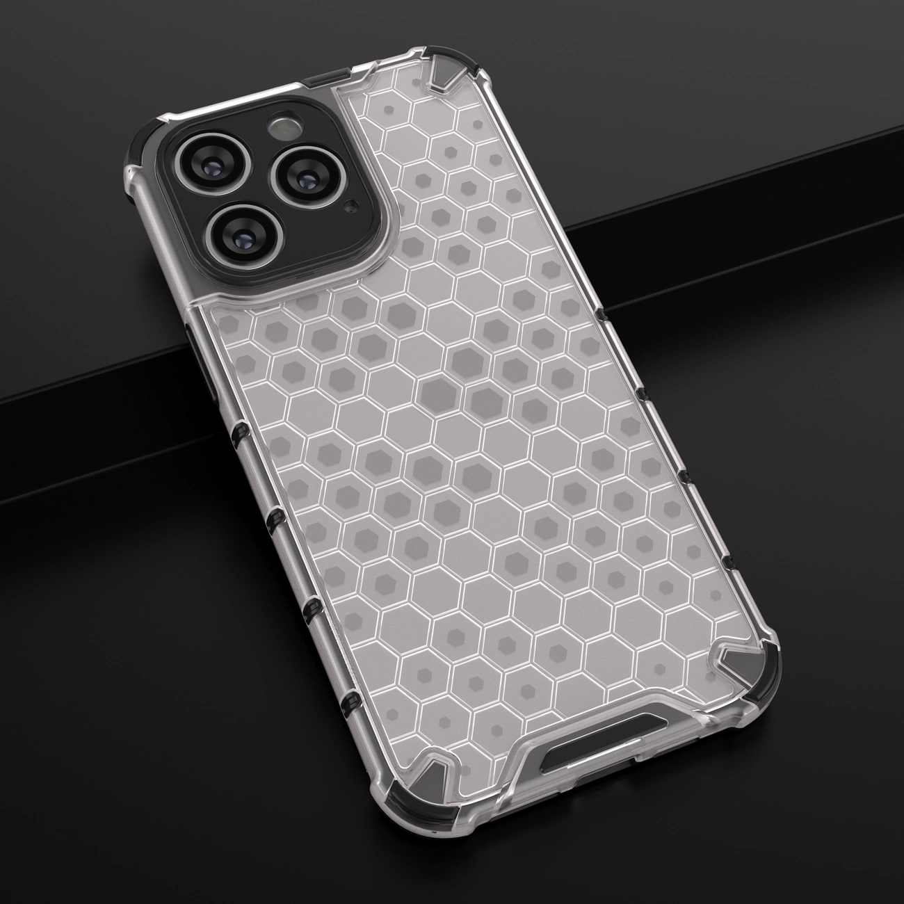 Honeycomb dėklas iPhone 14 Pro, šarvuotas hibridinis dėklas, permatomas - Image 19