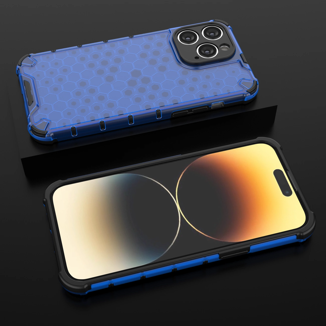 Honeycomb dėklas iPhone 14 Pro Max, šarvuotas hibridinis dėklas, mėlynas - Image 16