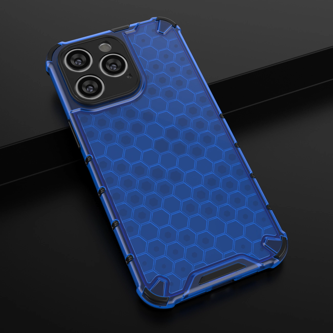 Honeycomb dėklas iPhone 14 Pro Max, šarvuotas hibridinis dėklas, mėlynas - Image 18