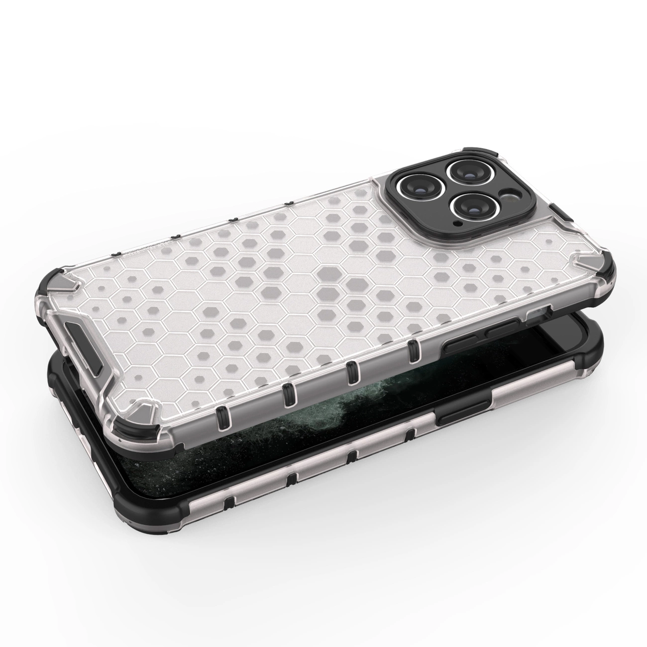 Honeycomb dėklas iPhone 14 Pro Max, šarvuotas hibridinis dėklas, mėlynas - Image 2