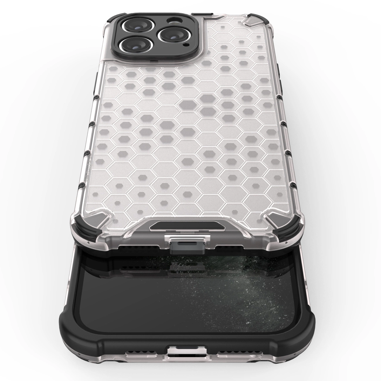 Honeycomb dėklas iPhone 14 Pro Max, šarvuotas hibridinis dėklas, mėlynas - Image 8