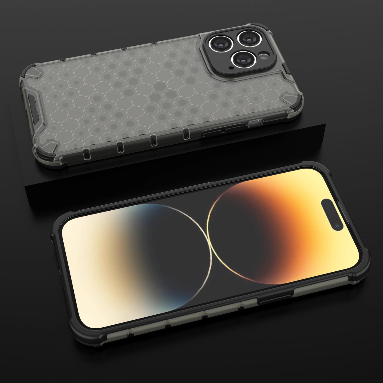 Honeycomb dėklas iPhone 14 Pro Max, šarvuotas hibridinis dėklas, permatomas - Image 17