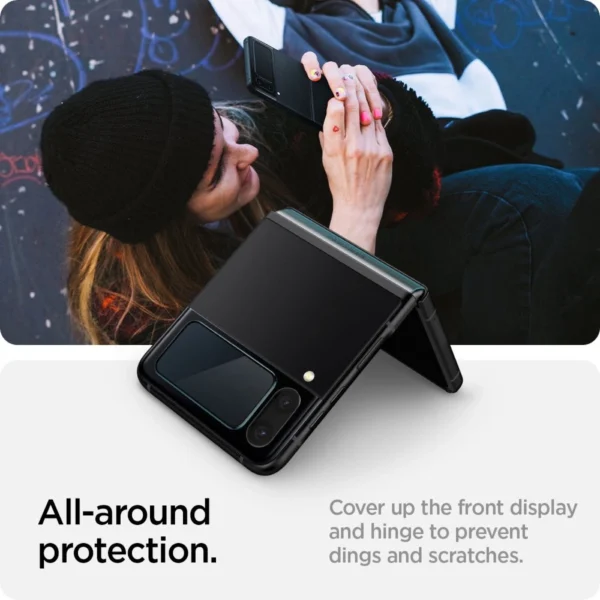 Spigen Glas.tR EZ Fit FC grūdintas stiklas su lankstoma plėvele Samsung Galaxy Z Flip 4 – juodas, 2 vnt. - Image 11