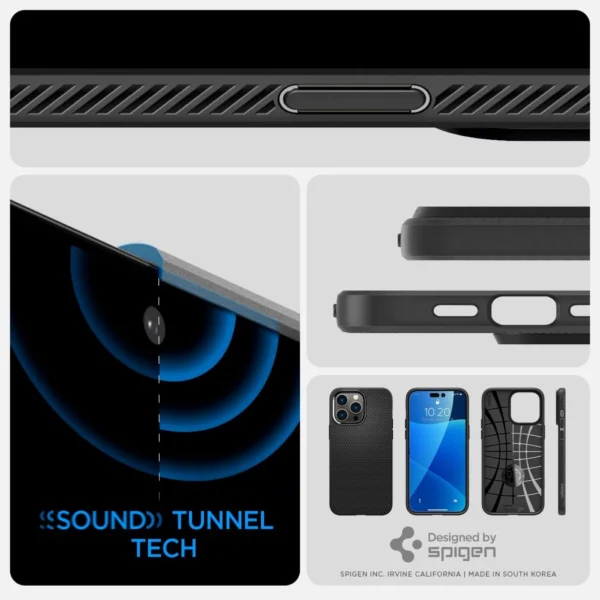 Spigen Liquid Air dėklas iPhone 14 Pro Max – matinės juodos spalvos - Image 4