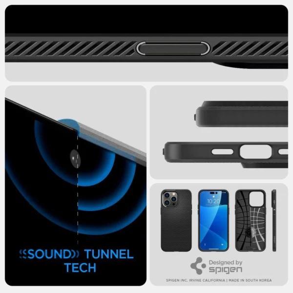 Spigen Liquid Air dėklas iPhone 14 Pro Max – matinės juodos spalvos - Image 14