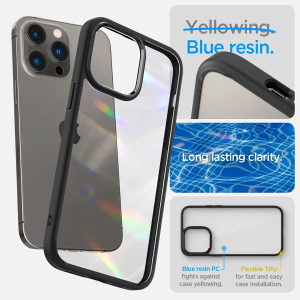 Spigen Ultra Hybrid iPhone 14 Pro dėklas - matinė juoda - Image 8