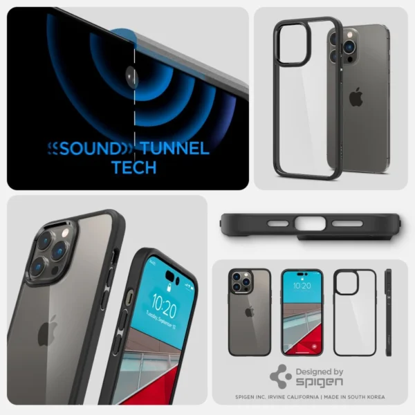 Spigen Ultra Hybrid iPhone 14 Pro dėklas - matinė juoda - Image 11