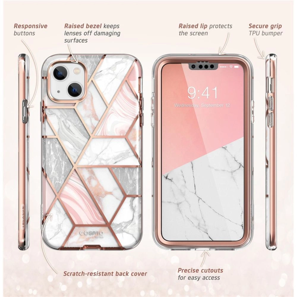 Supcase Cosmo dėklas iPhone 14 Plus – rožinis marmuras - Image 7