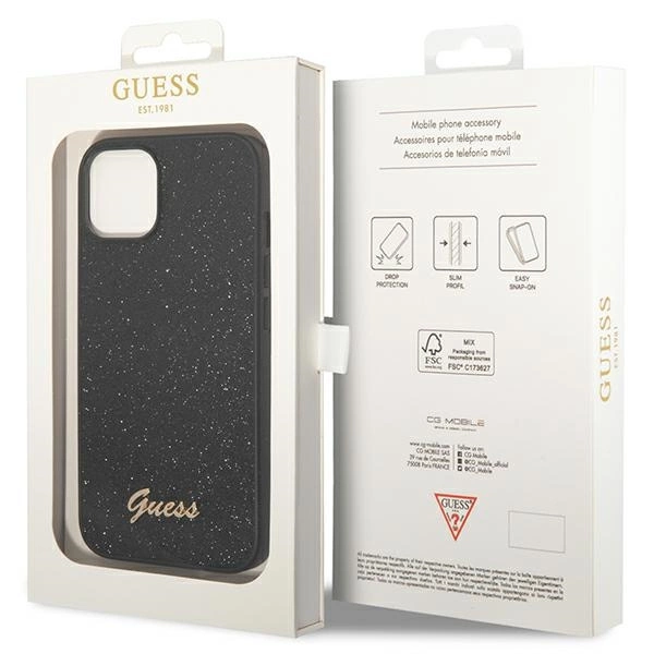 Guess GUHCP14MHGGSHK iPhone 14 Plus 6,7" juodas kietas dėklas Glitter Script - Image 8