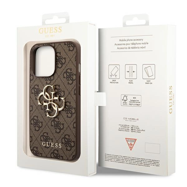 Guess GUHCP14X4GMGBR iPhone 14 Pro Max 6,7" rudas kietas dėklas 4G Didelis metalinis logotipas - Image 8