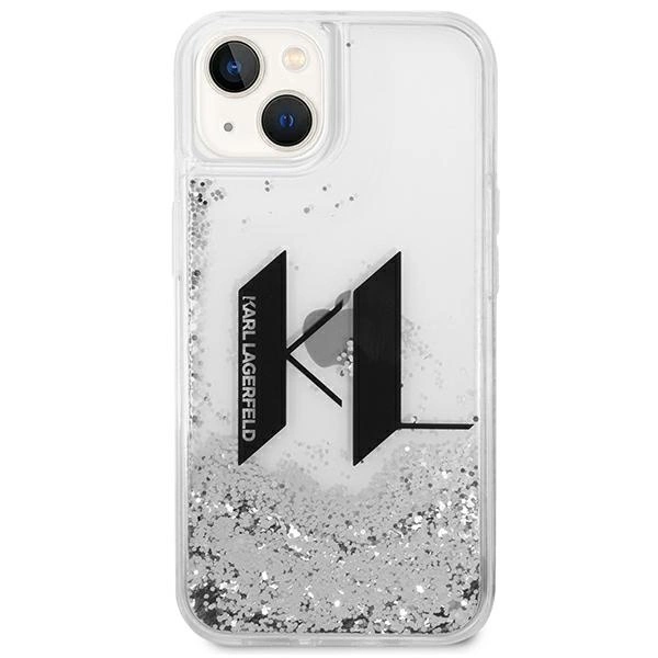 Karl Lagerfeld KLHCP14SLBKLCS iPhone 14 6,1" sidabrinis kietas dėklas Skystas blizgesys Didelis KL - Image 3