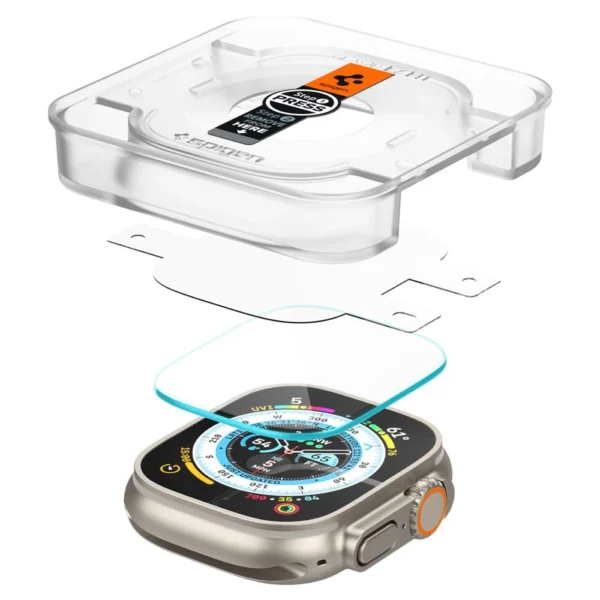 Spigen Glas.tR EZ Fit grūdintas stiklas Apple Watch Ultra / Ultra 2 (49 mm) – 2 vnt. - Image 5