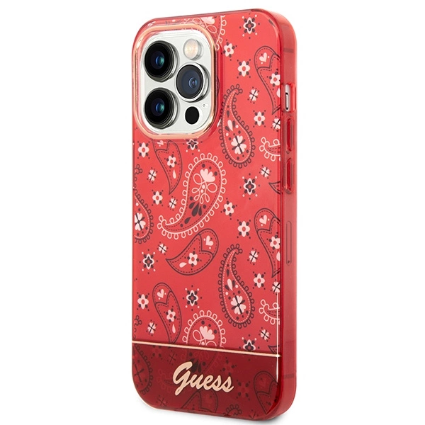 Guess GUHCP14LHGBNHR iPhone 14 Pro 6,1" raudonas kietas dėklas Bandana Paisley - Image 2