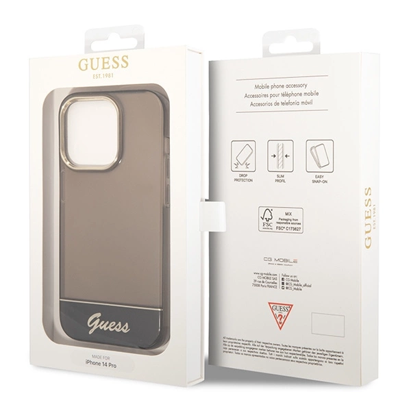 Guess GUHCP14LHGCOK iPhone 14 Pro 6,1" juodas kietas dėklas Translucent - Image 8