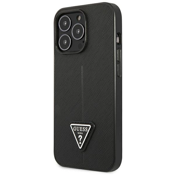 Guess GUHCP14LPSATLK iPhone 14 Pro 6,1" juodas kietas dėklas Saffiano Triangle Logo - Image 2