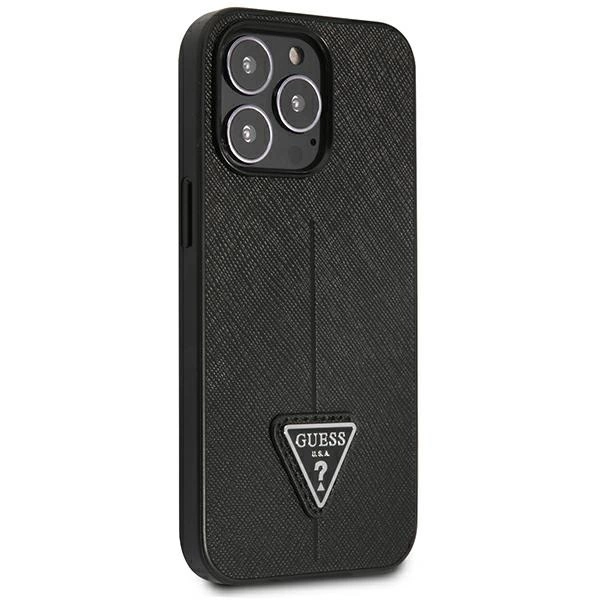 Guess GUHCP14LPSATLK iPhone 14 Pro 6,1" juodas kietas dėklas Saffiano Triangle Logo - Image 4