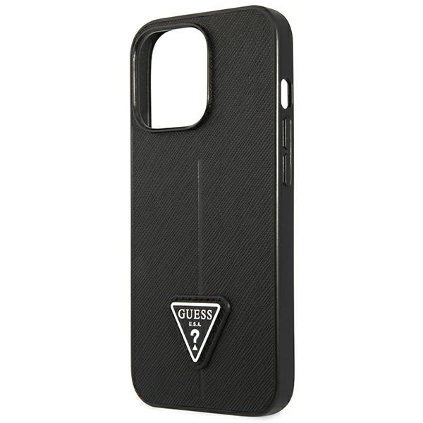 Guess GUHCP14LPSATLK iPhone 14 Pro 6,1" juodas kietas dėklas Saffiano Triangle Logo - Image 6