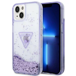 Guess Liquid Glitter Palm Collection case for iPhone 14 Plus 6.7" - purple