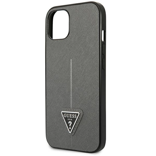 Guess GUHCP14MPSATLG iPhone 14 Plus 6,7" sidabrinis kietas dėklas Saffiano Triangle Logo - Image 6