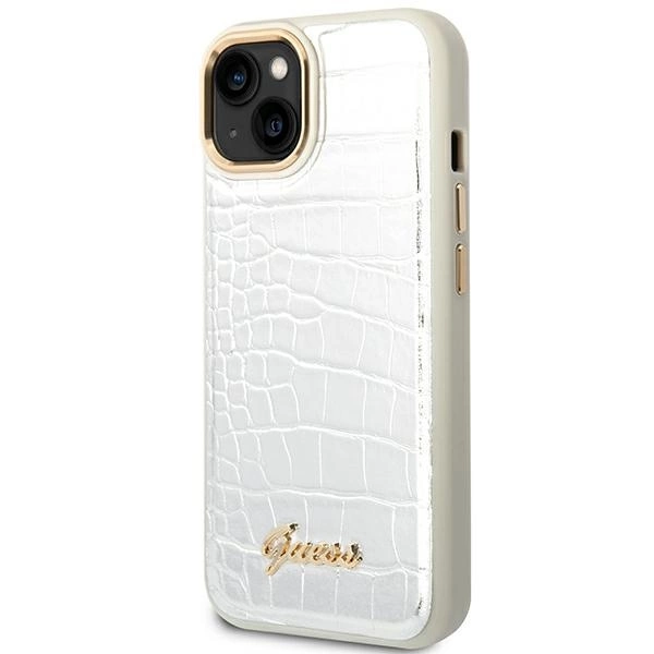 Guess GUHCP14SHGCRHS iPhone 14 6,1" sidabrinis kietas dėklas Croco Collection - Image 2