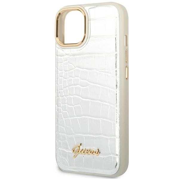 Guess GUHCP14SHGCRHS iPhone 14 6,1" sidabrinis kietas dėklas Croco Collection - Image 6