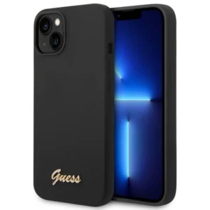 Guess GUHCP14SSLSMK iPhone 14 6.1" black/black hard case Silicone Vintage Gold Logo
