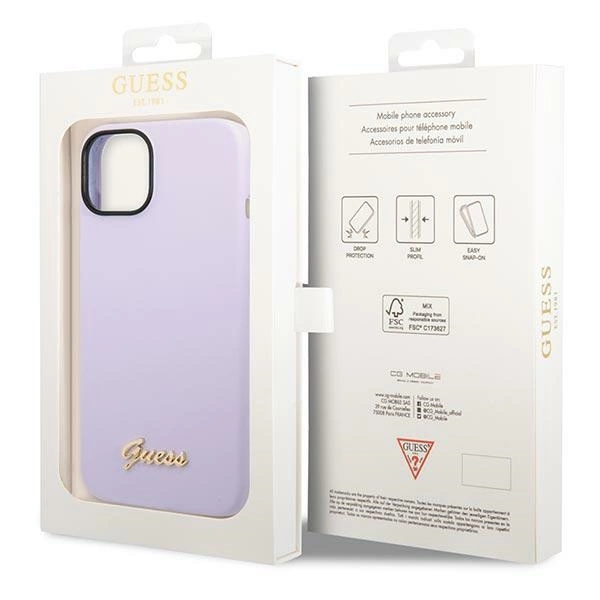 Guess GUHCP14SSLSMU iPhone 14 6,1" violetinis kietas dėklas Silicone Vintage Gold Logo - Image 8