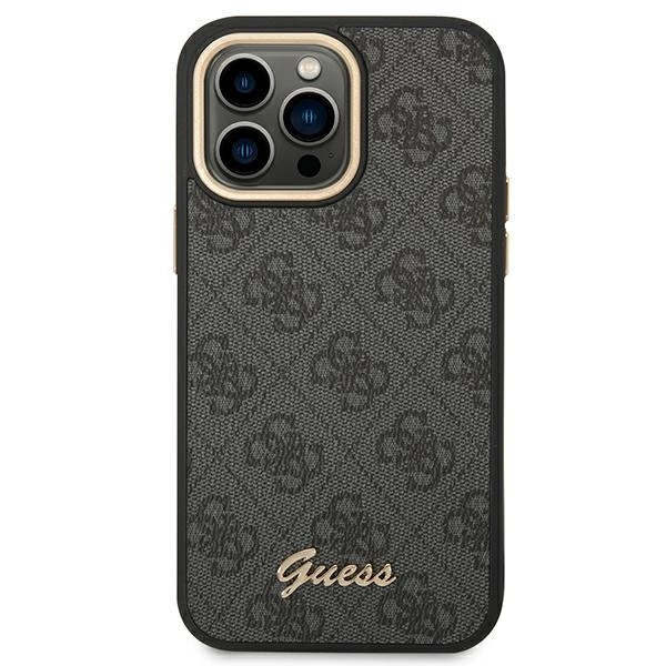 Guess GUHCP14XHG4SHK iPhone 14 Pro Max 6,7" juodas kietas dėklas 4G Vintage Gold Logo - Image 3