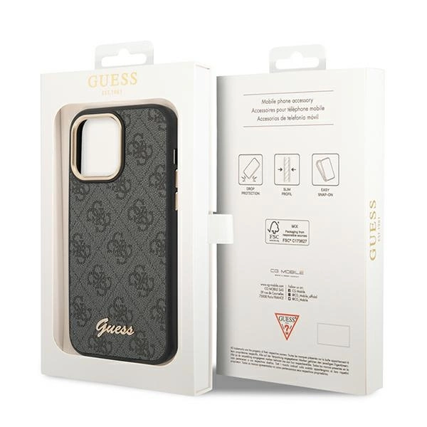 Guess GUHCP14XHG4SHK iPhone 14 Pro Max 6,7" juodas kietas dėklas 4G Vintage Gold Logo - Image 8