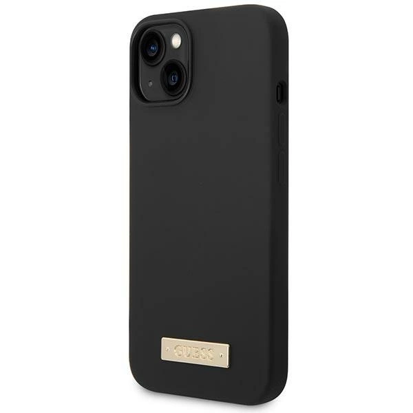 Guess GUHMP14MSBPLK iPhone 14 Plus 6,7" juodas kietas dėklas Silicone Logo Plate MagSafe - Image 2