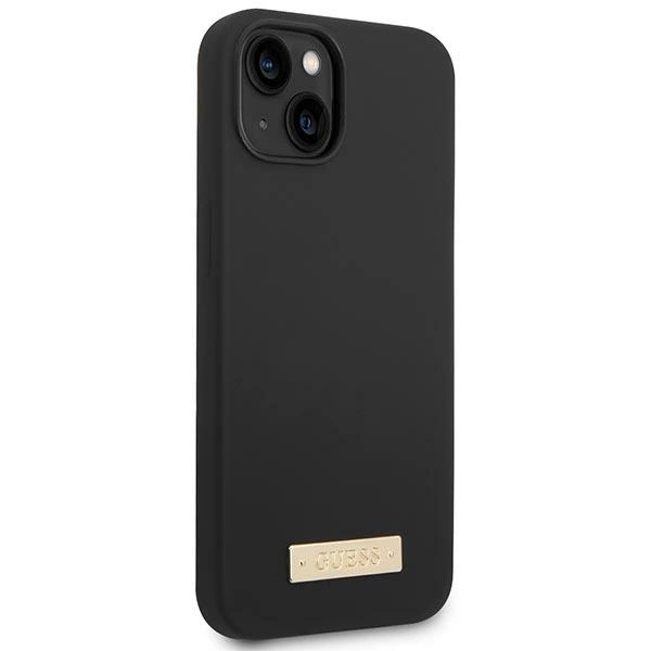 Guess GUHMP14MSBPLK iPhone 14 Plus 6,7" juodas kietas dėklas Silicone Logo Plate MagSafe - Image 4
