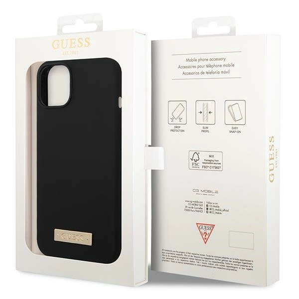 Guess GUHMP14MSBPLK iPhone 14 Plus 6,7" juodas kietas dėklas Silicone Logo Plate MagSafe - Image 8