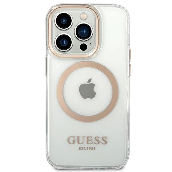 Guess GUHMP14XHTRMD iPhone 14 Pro Max 6,7" auksinis kietas dėklas Metal Outline MagSafe - Image 3