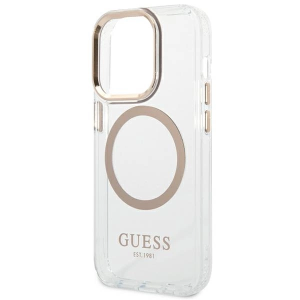 Guess GUHMP14XHTRMD iPhone 14 Pro Max 6,7" auksinis kietas dėklas Metal Outline MagSafe - Image 6