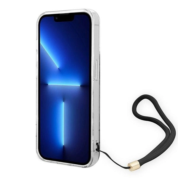 Guess GUOHCP14LH4STK iPhone 14 Pro 6,1" juodas kietas dėklas 4G Print Strap - Image 4