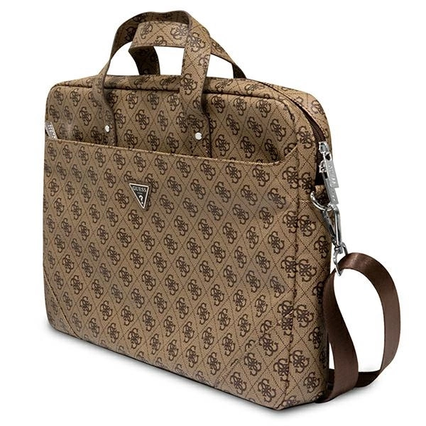 Guess Saffiano 4G Triangle Logo krepšys 16'' nešiojamam kompiuteriui – rudas - Image 2
