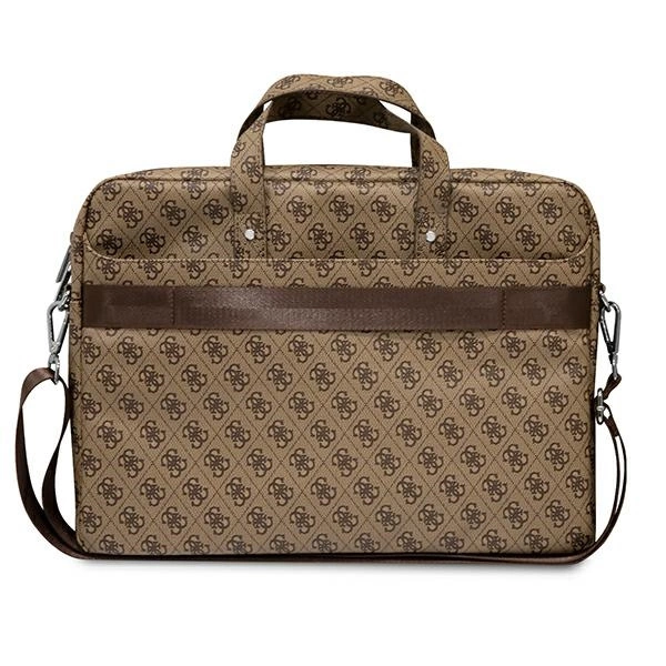 Guess Saffiano 4G Triangle Logo krepšys 16'' nešiojamam kompiuteriui – rudas - Image 3