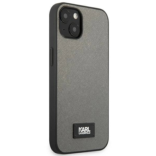 Karl Lagerfeld KLHCP13SSFMP2DG iPhone 13 mini 5,4" sidabrinis kietas dėklas Saffiano Plaque - Image 4