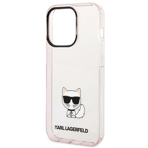 Karl Lagerfeld KLHCP14LCTTRI iPhone 14 Pro 6,1" rožinis kietas dėklas Transparent Choupette Body - Image 6