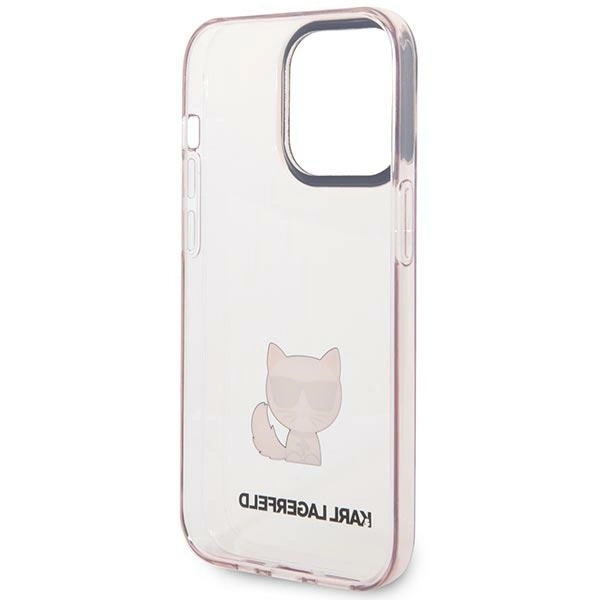 Karl Lagerfeld KLHCP14LCTTRI iPhone 14 Pro 6,1" rožinis kietas dėklas Transparent Choupette Body - Image 7