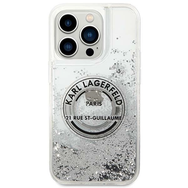 Karl Lagerfeld KLHCP14LLCRSGRS iPhone 14 Pro 6,1" sidabrinis kietas dėklas Liquid Glitter RSG - Image 3