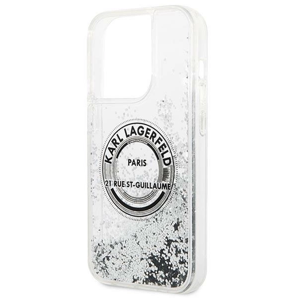Karl Lagerfeld KLHCP14LLCRSGRS iPhone 14 Pro 6,1" sidabrinis kietas dėklas Liquid Glitter RSG - Image 6