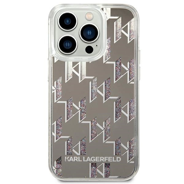 Karl Lagerfeld KLHCP14LLMNMS iPhone 14 Pro 6,1" sidabrinis kietas dėklas Liquid Glitter Monogram - Image 3