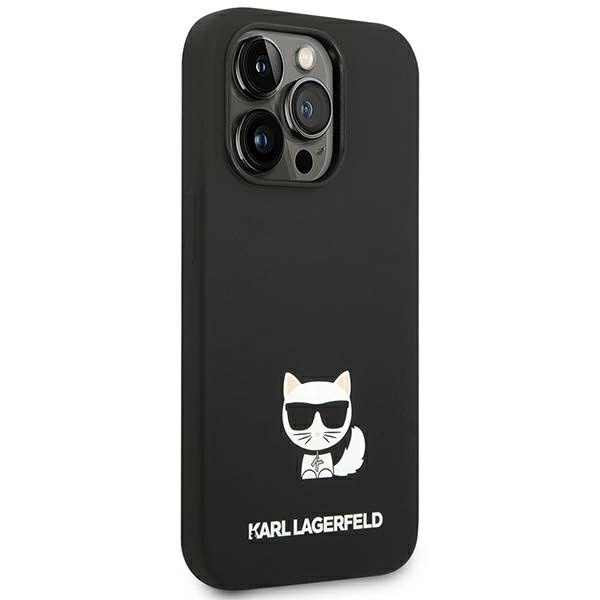 Karl Lagerfeld KLHCP14LSLCTBK iPhone 14 Pro 6,1" juodas kietas dėklas Silicone Choupette Body - Image 4